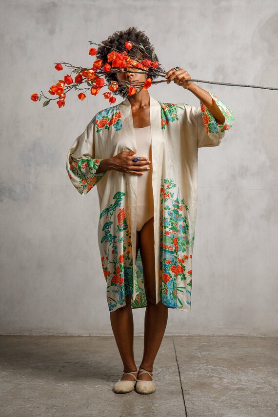 1920s Pongee Silk Robe