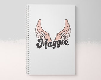 Personalized Name with Wings Custom Journal, Memory Spiral Bound Notebook Notebook, Gift for Her, Custom Name Diary Journal, Memory Journal