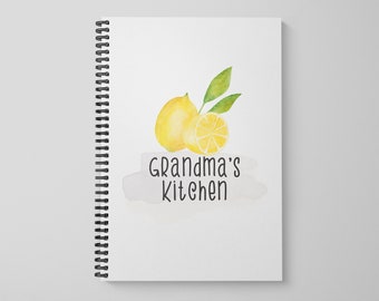 Personalized Kitchen Spiral Bound Notebook or Journal, Kitchen Journal for Her, Grandma's Kitchen Notebook, Custom Recipe Personalized Gift