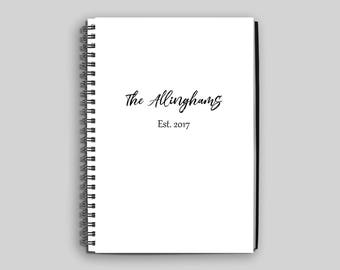 Wedding Planning Notebook // Wedding Guestbook // Custom Wedding Diary // Last Name Established Notebook // Gift for Bride