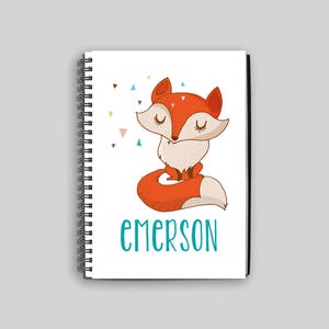 Fox Notebook // Personalized Fox Journal // Custom Fox Diary // Fox Child's Notebook // Personalized Children's Journal // Fox Gift image 1