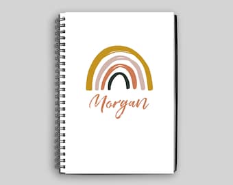 Boho Rainbow Personalized Name Notebook // Personalized Journal // Custom Gift // Journal