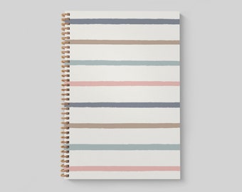 Muted Stripes Pattern Notebook | Spiral Bound Boho Notebook for Her | Rainbow Notebook for Children | Journal for Her