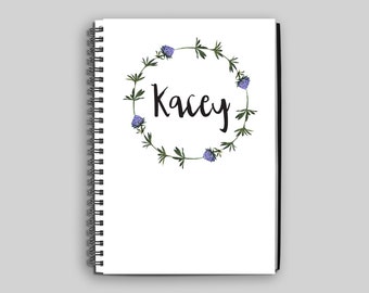 Personalized Notebook for Her // Personalized Journal with Flowers for Her // Custom Name Notebook // Personalized Gift for Her