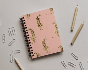 Cheetah Notebook, 5x7 Small Spiral Bound Lined Notebook, Journal, or Diary