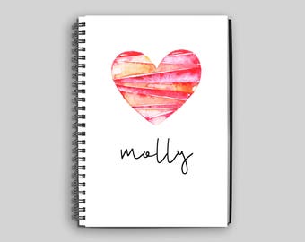 Custom Notebook // Personalized Journal // Custom Diary // Heart Notebook // Children's Notebook // Personalized Child's Gift // Diary