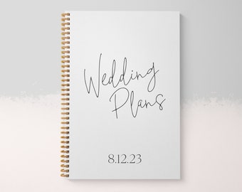 Planes de boda con fecha Cuaderno planificador de bodas encuadernado en espiral, diario de planificación de bodas, cuaderno de planificación de novias