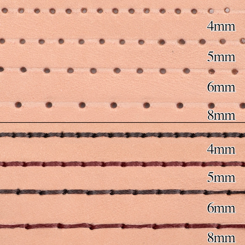 Costura de cuero 4/5/6/8mm perforador de puntas agujeros circulares redondos borde cincel herramienta artesanal artesanía en cuero DIY imagen 10