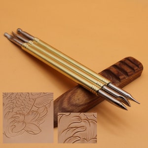 Modeling Tools Leather Carving with 6 Stylus Stamp Spoon Point Line Shape Smooth End Carve Pattern Handmade Leathercraft Craft Tool DIY