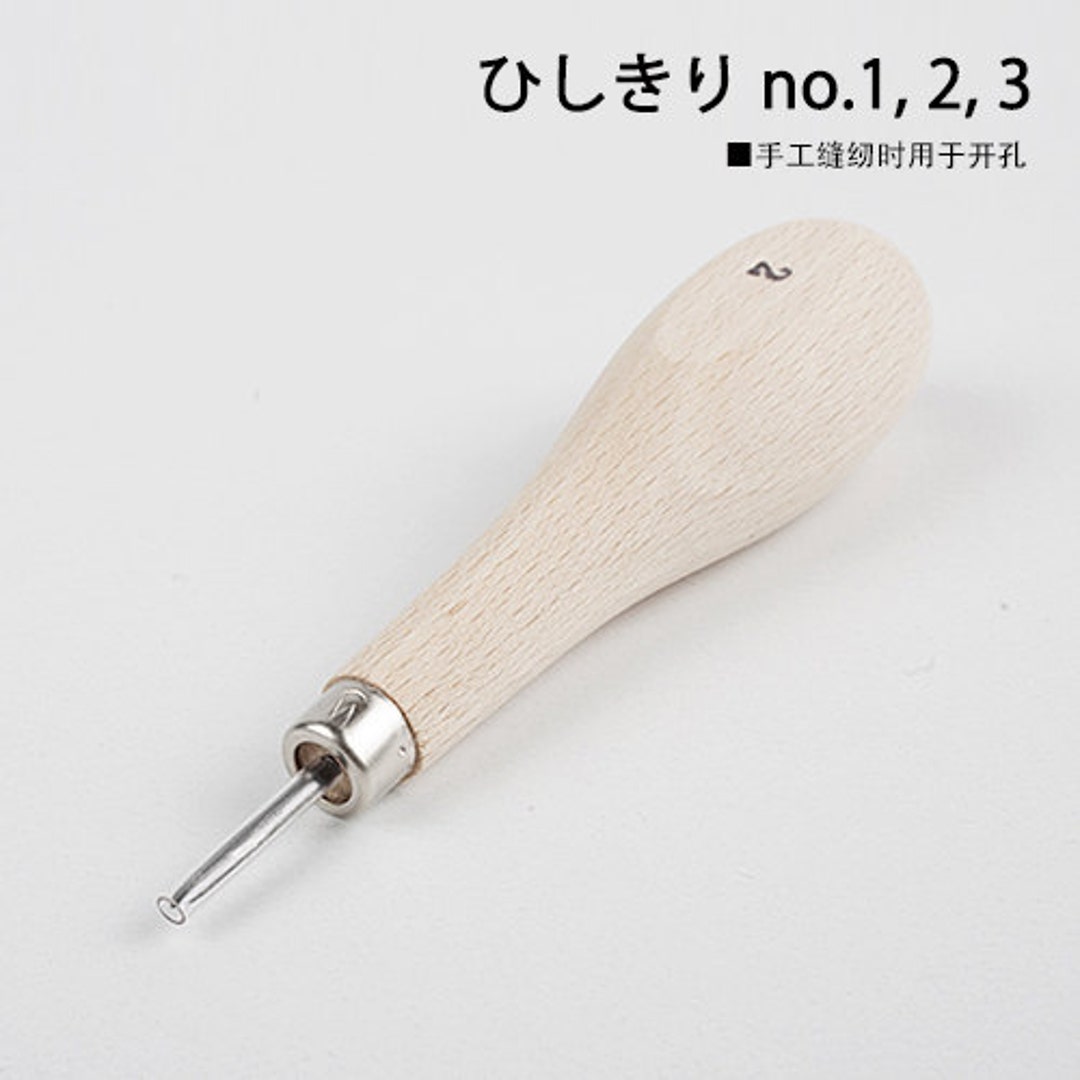 Leathercraft Japan Wooden Stitching Awl Needle Handstitched Leather