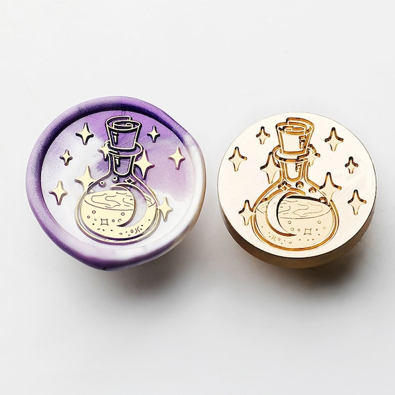 シーリングスタンプシール 封蝋 金箔フラワー水色ゴールド＆シルバー 