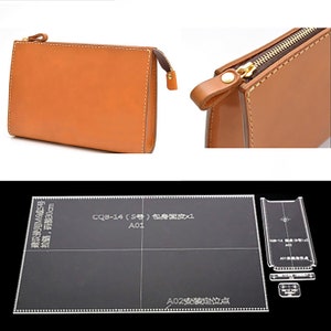 Bolsa Leathercraft Clutch com zíper Cartolina Modelo Acrílico Modelo Estêncil Couro