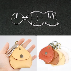 Leathercraft portachiavi portamonete acrilico modello modello stencil decorazione in pelle mini borsa moneta bozza fai da te strumento artigianale