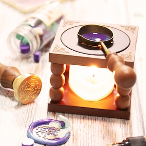 Legno di faggio Forno di Fusione Sigillo di Cera Stick Bead Timbro Cucchiaio Scaldino Melter Bead Stufa Invito Kit di Nozze Strumento Regalo
