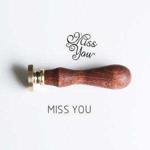 Set für [Vermisse dich] Segen warme süße Worte Wachssiegel Stempel mit Holzgriff Wachssiegel Kit Hochzeitsfreund Geschenkumschlag