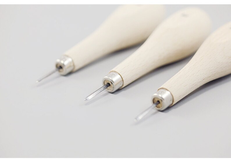 Leathercraft Japan Wooden Stitching Awl Needle Handstitched Etsy