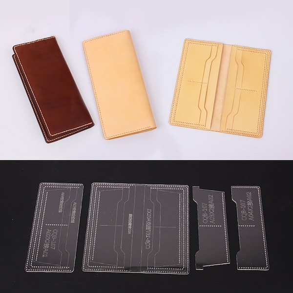 Leathercraft long Wallet Purse Card clip Acrylic Template Pattern stencil Leather