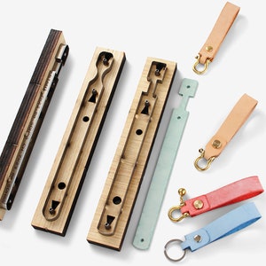 LLavero de cuero, plantilla troquelada, regla de acero, molde de Metal, decoración, llavero, cortador de perforación, herramienta DIY para manualidades de cuero