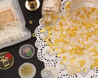 Transparent Gold White Light Yellow Mixed color Seal Wax Printing Stamp Beads Stick Wedding Invitation Gift Wrapping
