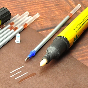 Nachfüll-Silbermarkierstift und Reinigungsstift, der Musterlinienschablonen-Taschen-Entwurfs-Briefpapier-Marker-Rahmen Leathercraft Craftool