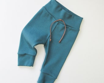 Teal ORGANIC cotton baby leggings-Solid teal pants-Baby gender neutral pants-Baby winter clothes-Newborn organic clothing-Unisex baby pants