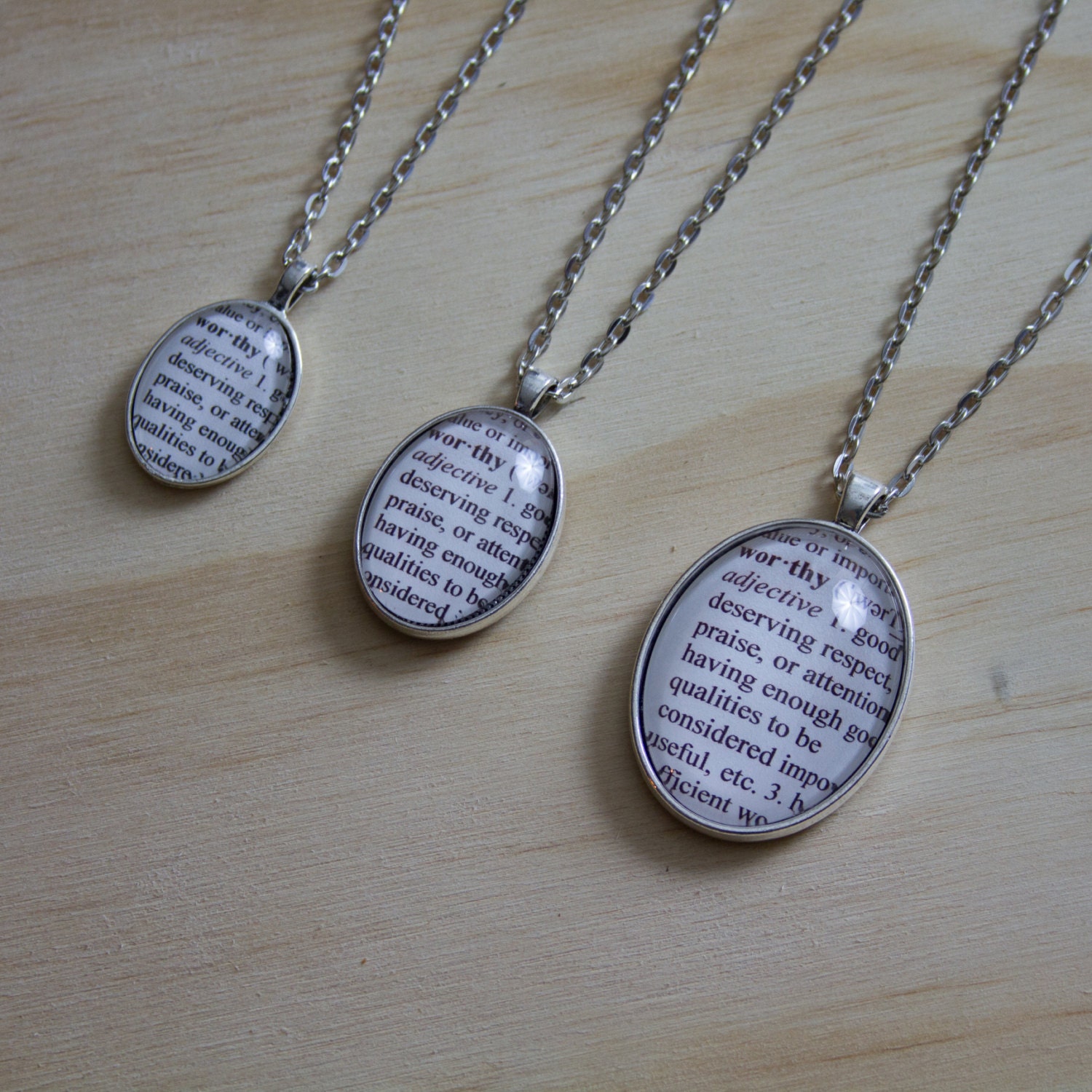 WORTHY Silver Dictionary Definition Pendant Necklace Etsy
