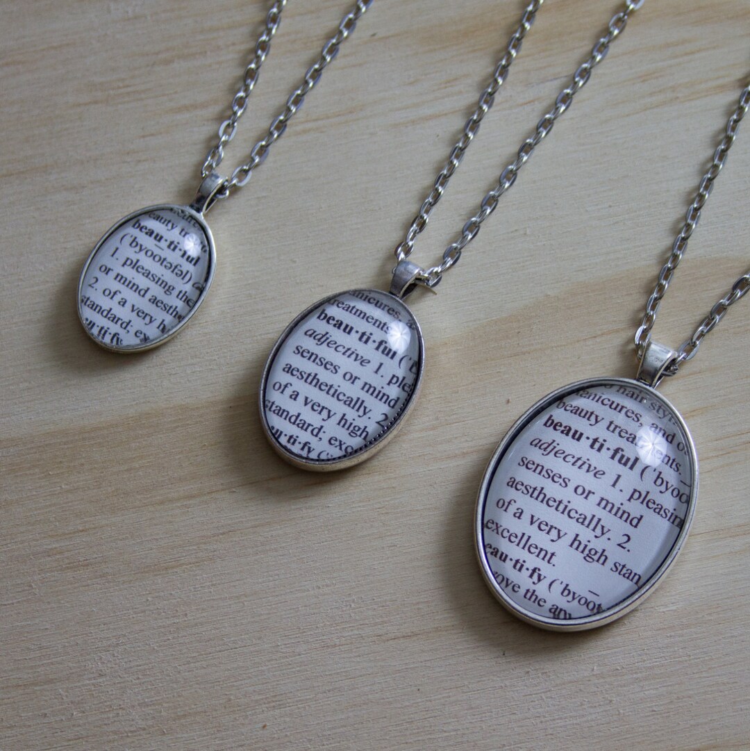BEAUTIFUL Silver Dictionary Definition Pendant Necklace Etsy