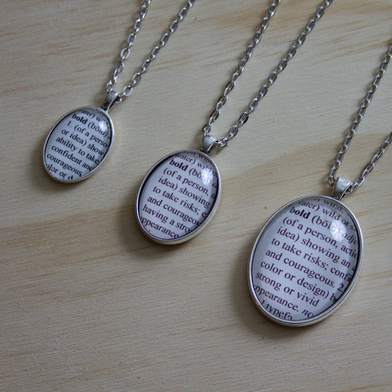 BOLD Silver Dictionary Definition Pendant Necklace Etsy
