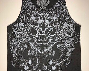 Japanese Shinto Raijin "Thunder God" Tattoo Tank Top Black Unisex