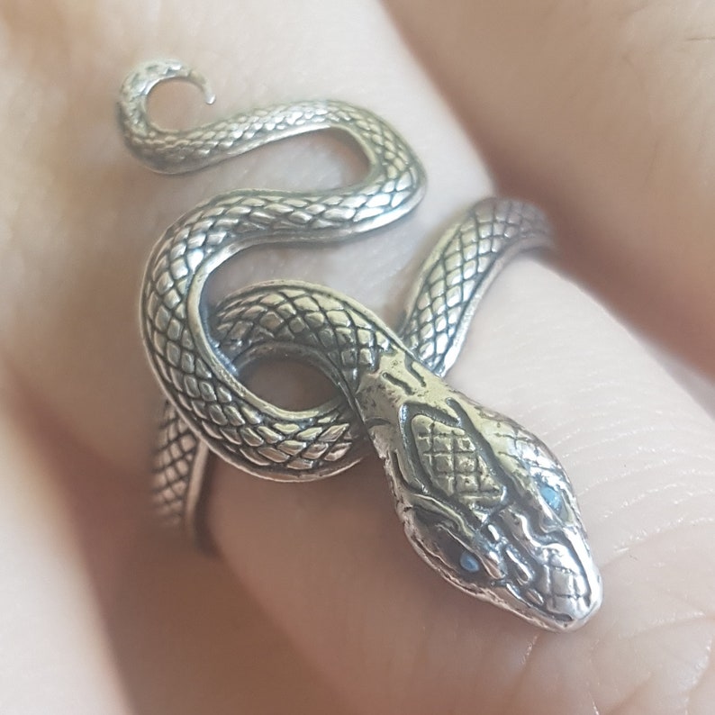 Covetous Silver Serpent Ring Dark Antiqued Solid Sterling Etsy