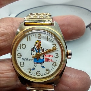 Swiss Miss Hot Chocolate Swiss Movement Honk Kong Assembled Vintage Watch
