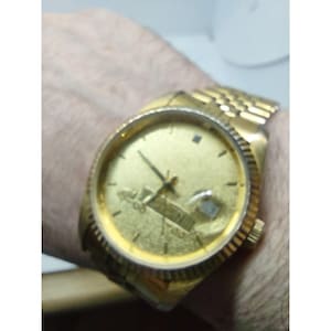 Croton Preston Trucking The 101 Line Date 23k Gold Plated W/ Vintage Men's Watch