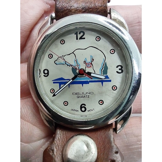 Vintage De Juno Watch Leather Strap Limited Edition 1993 RARE Tribal New Battery Dejuno Limited Edition Native Art Vintage Rare 1993 Watch - Etsy main image 4