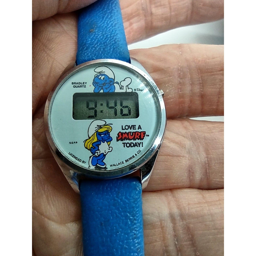 Smurf Love A Smurf Today digitaal horloge van Bradley Time Division zeer  zeldzaam Nederland