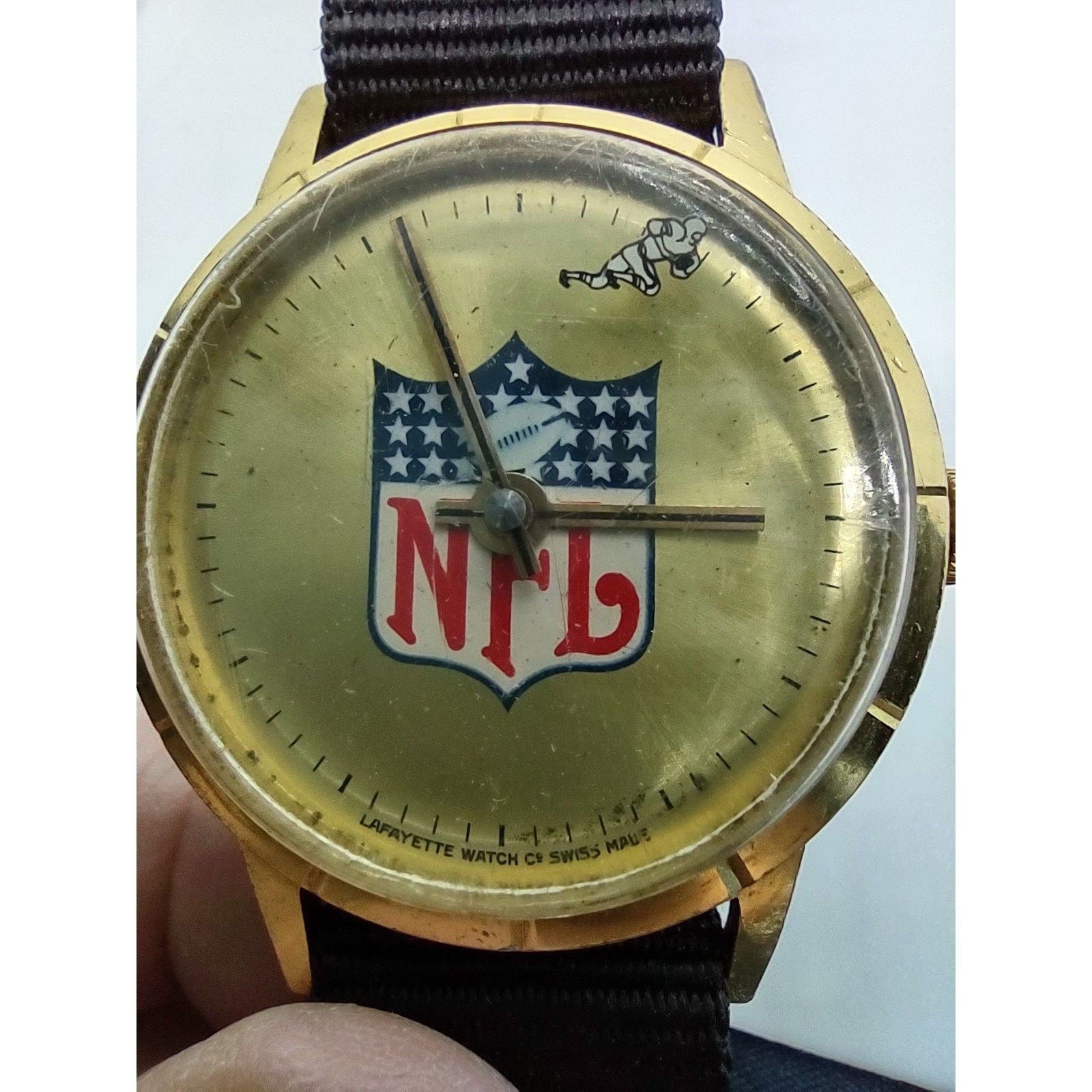 NFL Football Logo Vintage Manual Wind Watch Swiss Made Lafayette Watch Co Etsy