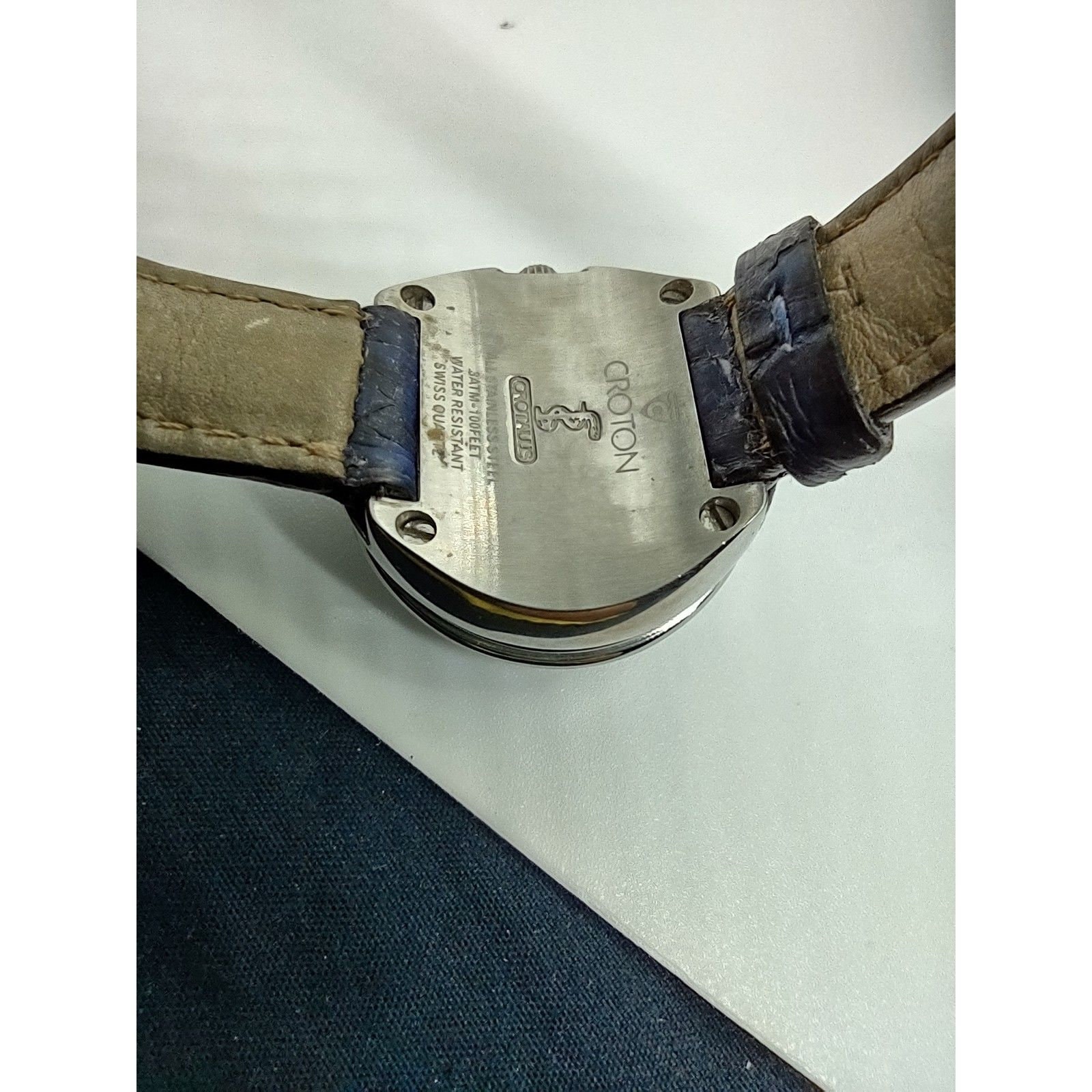 Croton Crotalus Swiss Quartz Ladies Blue Face Vintage Watch 