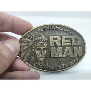 Redman Chewing Tobacco the Pinkerton Tobacco Company 1988 Vintage Belt  Buckle