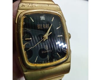 Bill Blass Womens 293-3132 Gold-tone Quartz Watch With Black  display picture 1