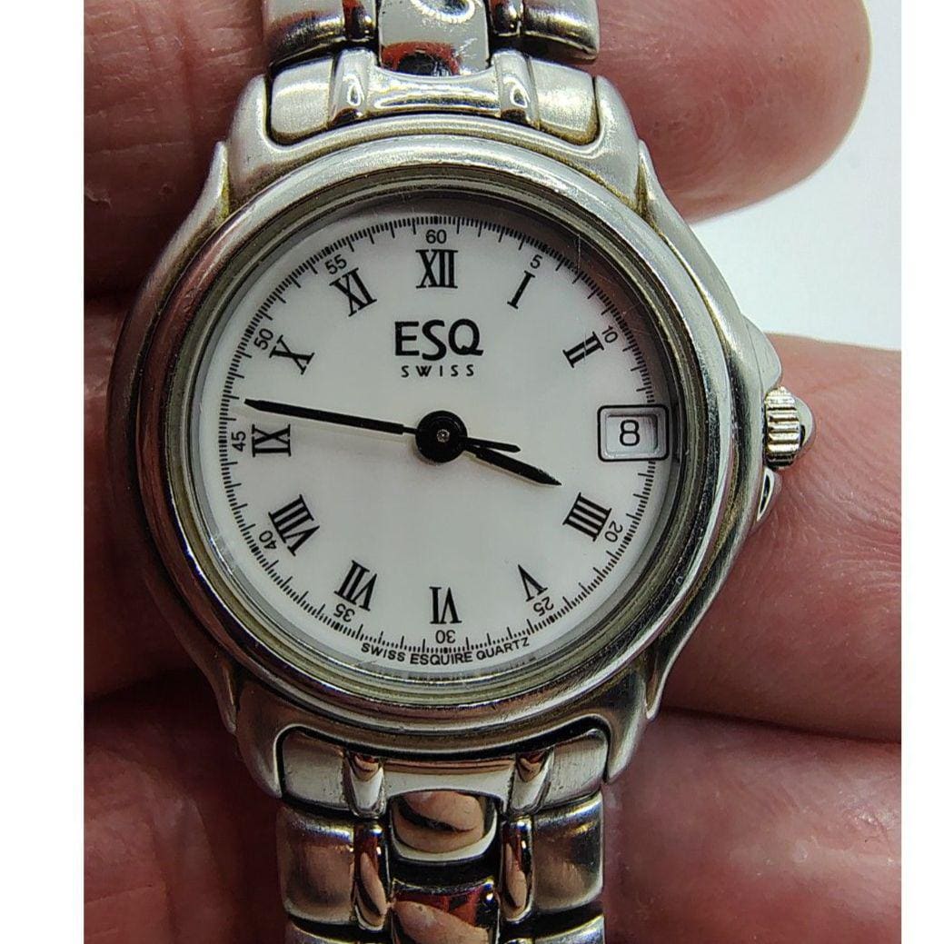 Men ESQ Swiss Esquire Watch White/Silver Dial On Bracelet/New Battery m96292943469_1.jpg main image 3