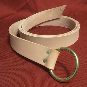 1.5&quot; Natural Medieval Ring Belt - Choice of Rings!  Veg Tan Leather Renaissance, SCA, Faire, Knight, Cosplay, Sword, Rennie, Pirate, Viking