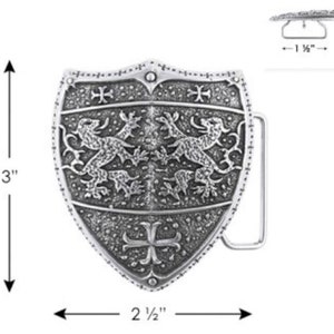 Large Metal Heraldic Lion Shield Buckle