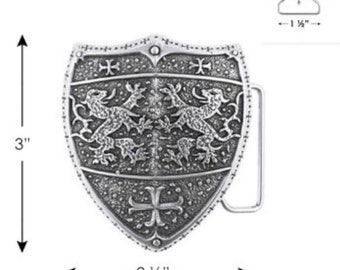 Large Metal Heraldic Lion Shield Buckle