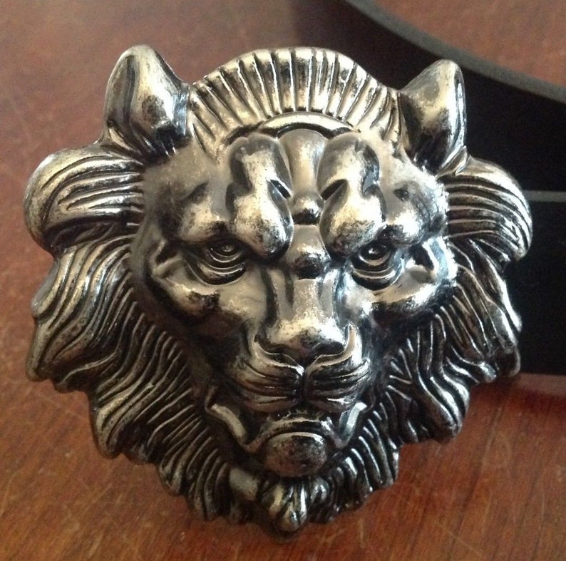 Large Metal Lion Head Buckle image 1