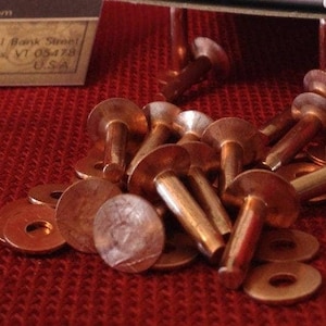 Copper #12 Rivets and Burrs - Lengths: 3/8&quot;,  1/2&quot;, 5/8&quot;, 3/4,&quot;, 1&quot; - choice of quantity