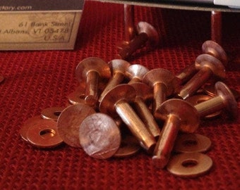 Remaches y arandelas de cobre n.° 12 - Longitudes: 3/8", 1/2", 5/8", 3/4", 1" - cantidad a elegir