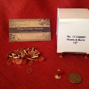 25 Sets 12x19mm Solid Copper Rivets - Saddlery, Tack, Armor Making Permanent Fasteners