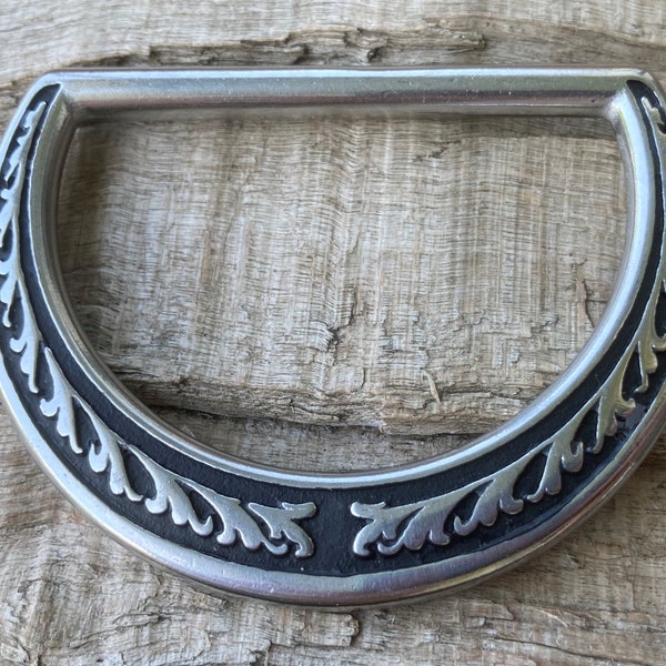 Large Decorated Engraved D Ring Renaissance Medieval SCA LARP Pirate Steampunk Rennie - Stainless Steel