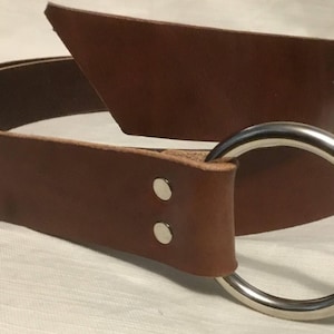 1.5&quot; Brown Medieval Ring Belt - Choice of Rings!  Latigo Leather Renaissance, SCA, Faire, Knight, Cosplay, Sword, Rennie, Pirate, Viking