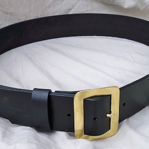 HOCHWERTIGE 2,5" Breite schwarze Schnalle Gürtel - Massive Messing Schnalle