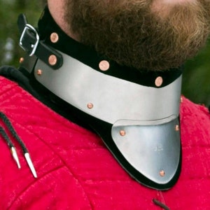 Stainless Steel and Leather Gorget delivers GREAT Protection for SCA rapier cut & thrust, WMA longword and medieval heavy armored combat